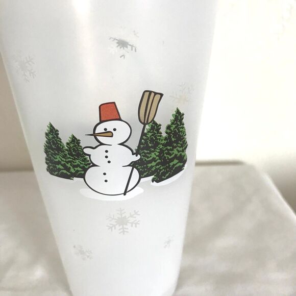 Pepsi-Cola happy holidays Christmas 16oz cups Snowman set of 2 Hard Plastic NEW - Picture 3 of 7